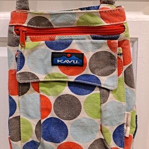 KAVU Keeper Limited Edition Slim Multicolor Polka Dot Crossbody Bag